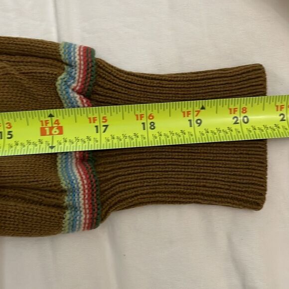 Fashion Import Vintage 1970s Tan Acrylic Knit Sweater Womens Size Small Collar - Picture 8 of 12